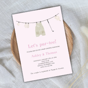 Let's Par-Tee Golf Cute Girl Baby Shower Invitation