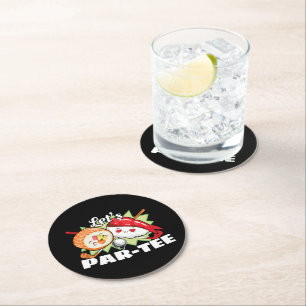 Lets Par Tee Golf Pun - Golfing Party Round Paper Coaster