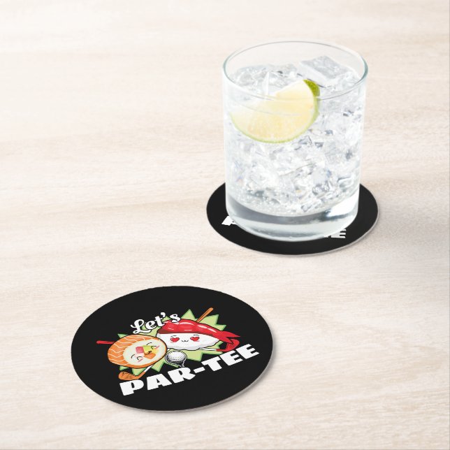 Lets Par Tee Golf Pun - Golfing Party Round Paper Coaster (Insitu)