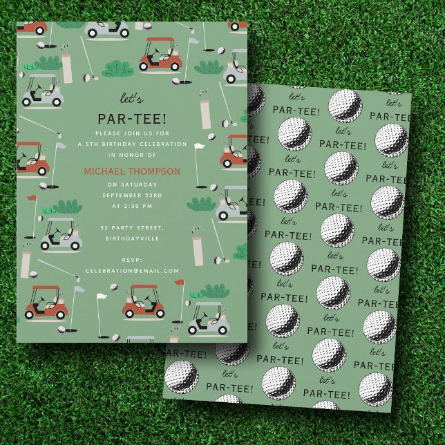 Let's Par-Tee Golf Theme Birthday Party Invitation (Let's Par-Tee Golf Theme Birthday Party Invitation)