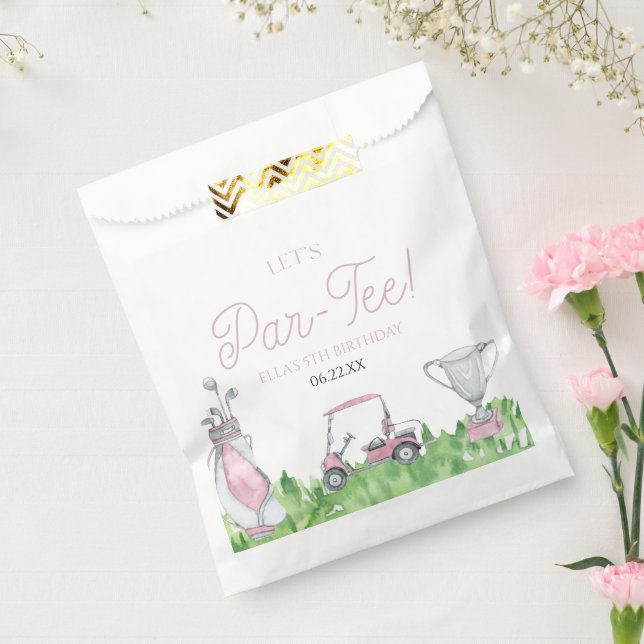 Let's Par-Tee Pink Golf Birthday Party Favour Bags (Sealed)