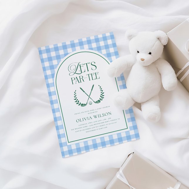 Let's Par-Tee Preppy Golf Boy Baby Shower Invitation (Creator Uploaded)