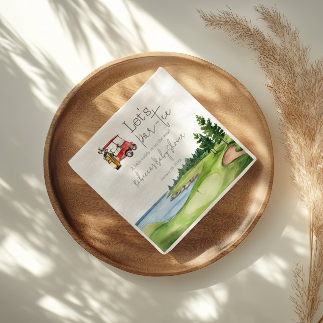 Let's Par Tee Red Cart Golf Baby Shower Party Napkin (Creator Uploaded)