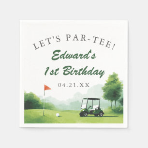 Let's Par-Tee Watercolor Golf Buggy Birthday  Napkin