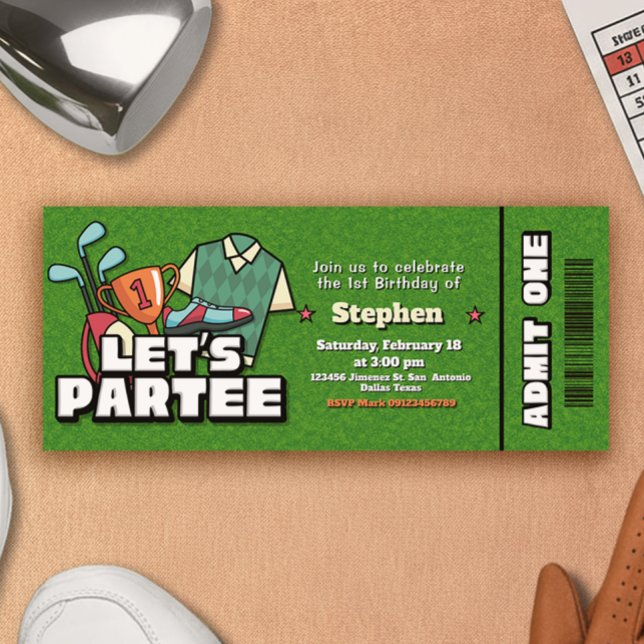 Lets Partee - Golf Birthday Ticket Invitation (Lets Partee - Golf Birthday Ticket Invitation)