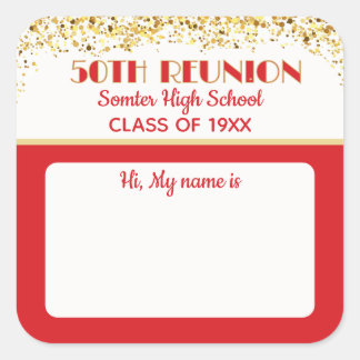 Let's Party! 50th Class Reunion custom Square Sticker