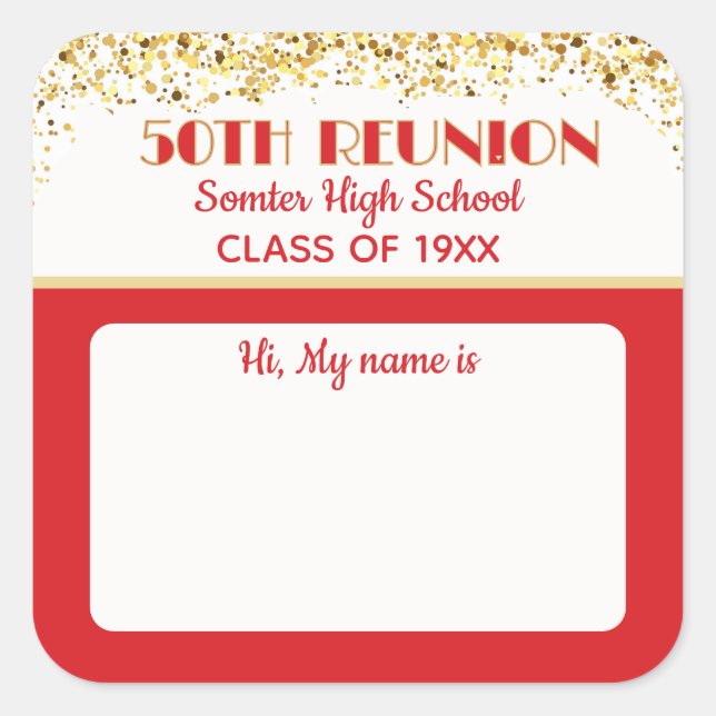 Let's Party! 50th Class Reunion custom  Square Sticker (Front)