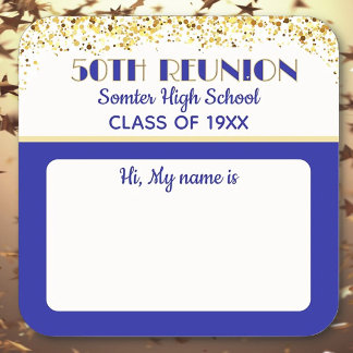 Let's Party! 50th Class Reunion custom Square Sticker