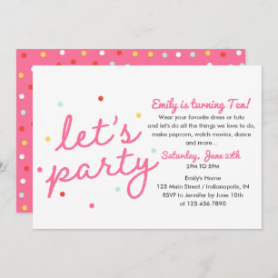 Lets Party Birthday Invitation