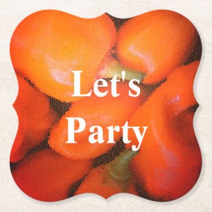 Let's Party Bright Orange Southwest Chilli Peppers Paper Coaster