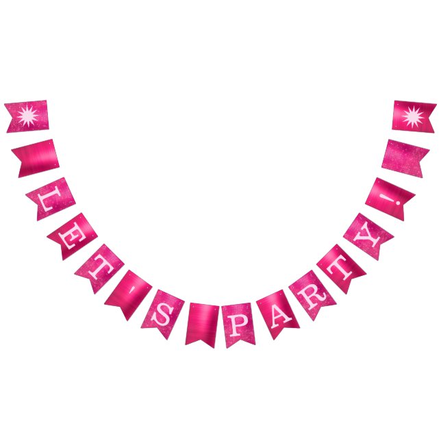 Let's Party Chic Hot Pink Glam Fun Diamond Sparkle Bunting (All)
