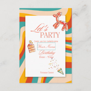 "Let's Party" Colourful Birthday Invitation