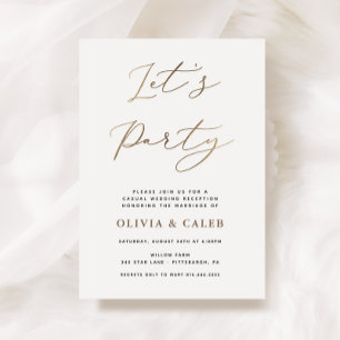 Let's Party Elopement Wedding Reception invitation