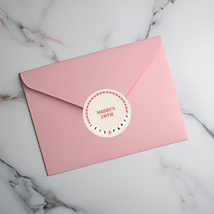 Let's Party Friendship Bracelet Red Pink Birthday Classic Round Sticker