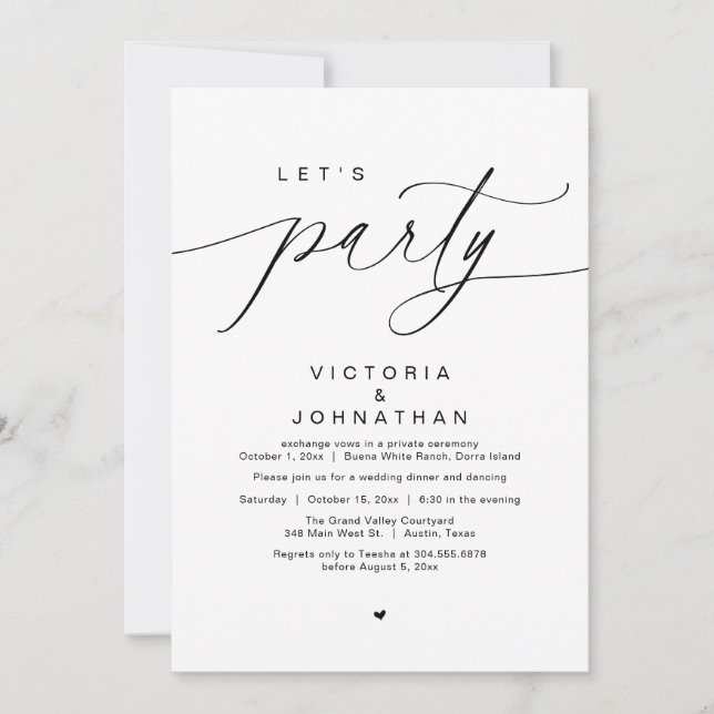 Let's Party Happily Ever After Wedding Dinner Invitation (Front)
