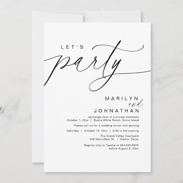 Let's Party Happily Ever After Wedding Dinner Invitation (Front)