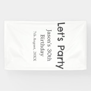 Let's party happy 30th birthday simple grey name banner