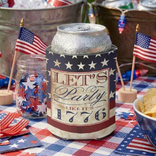Let's Party Like It's 1776   Vintage 4th Of July Can Cooler