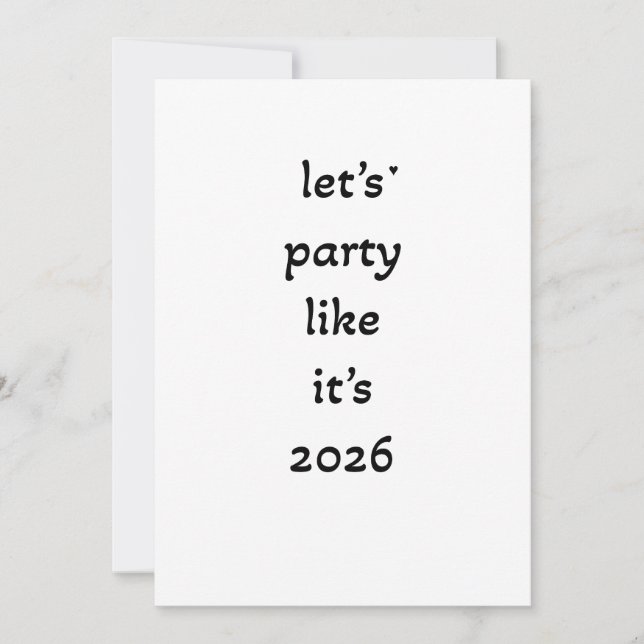 Let's party like it's 2026 - minimalistic card (Front)