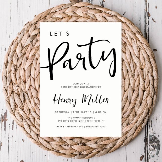 Let's Party Minimalist Birthday Celebration Invitation (Creator Uploaded)