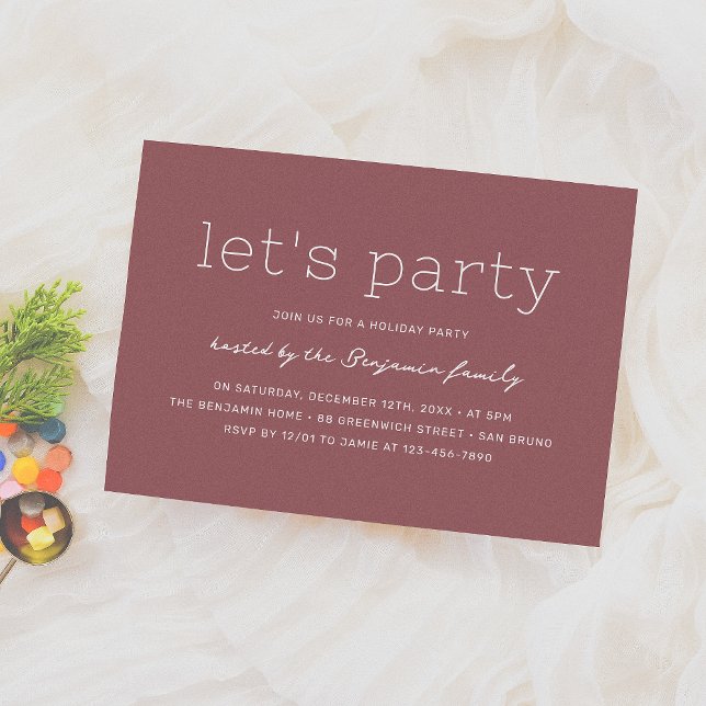 Let's Party | Modern Red Christmas Holiday Party Invitation (Creator Uploaded)