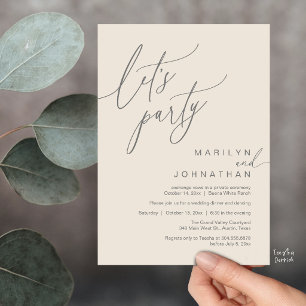 Let's Party, Modern Romantic Wedding Reception Invitation