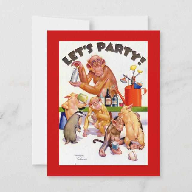Let's Party Monkey Shines Invitation (Front)