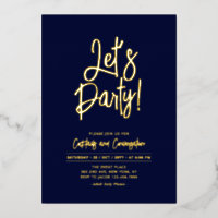 Let's Party | Navy Blue Chic Script Party Event