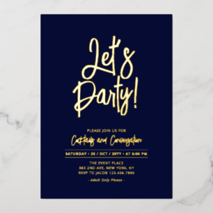 Let's Party   Navy Blue Chic Script Party Event