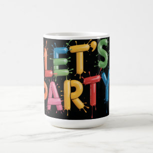 Let's Party! Paint Splash Graphic: Colorful 3D Coffee Mug
