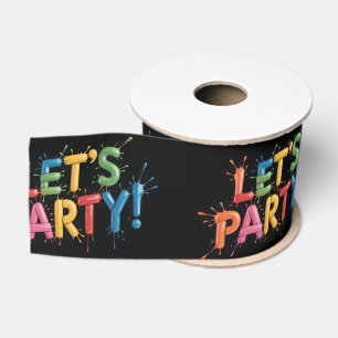 Let's Party! Paint Splash Graphic: Colorful 3D Grosgrain Ribbon