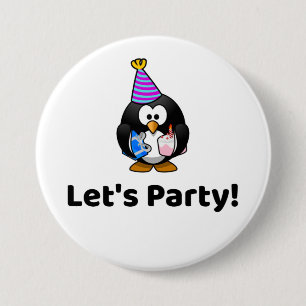 Let's Party! Penguin 7.5 Cm Round Badge