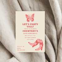 Let's Party Pink Butterfly Cowgirl Boots Birthday