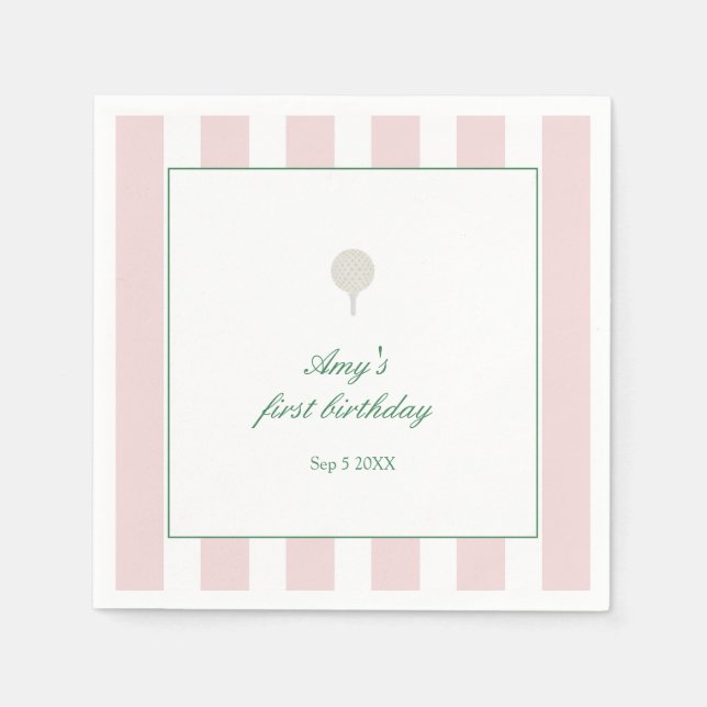 Let's party Pink Golf Party Napkins (Front)