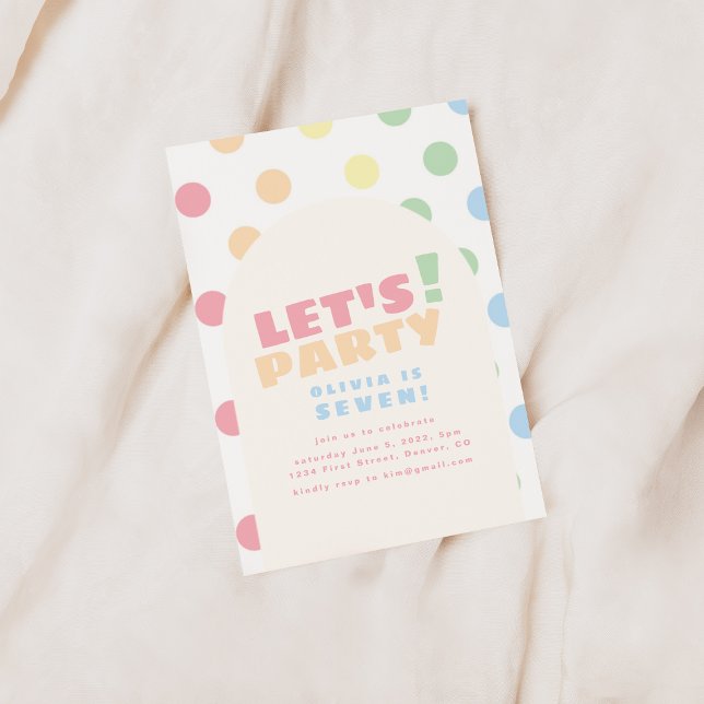 Let's Party Polka Dot Birthday Invite (Creator Uploaded)