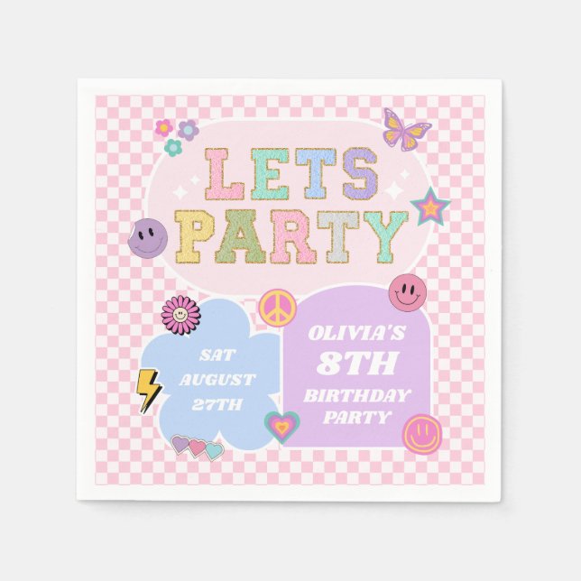 Let's Party Preppy Varsity Patch Birthday Party Napkin (Front)