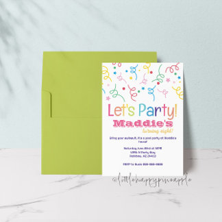 Let's Party Rainbow Confetti Birthday Invitation