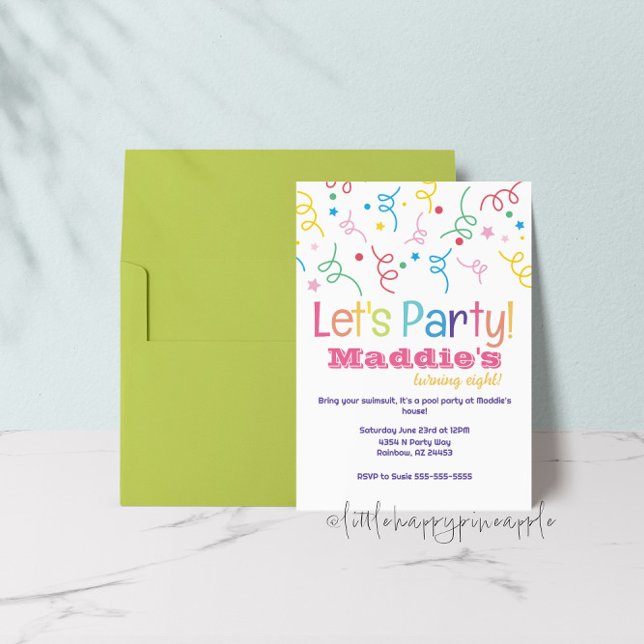 Let's Party Rainbow Confetti Birthday Invitation (Creator Uploaded)