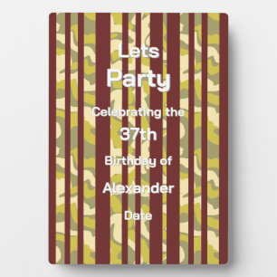 Lets Party Rustic Stipe Adult Any Age Birthday Plaque