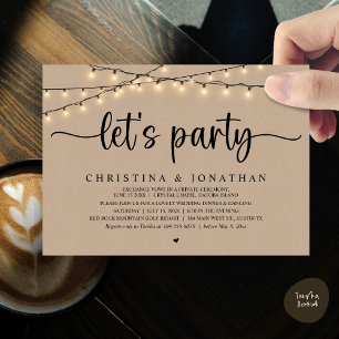 Let's party, Rustic Wedding Dinner Elopement Invitation