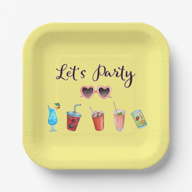 Let's Party Summer Paper Plates (Front)