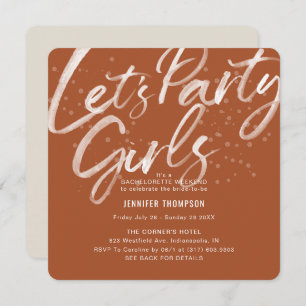 Let's Party Terracotta Bachelorette Party Invitation