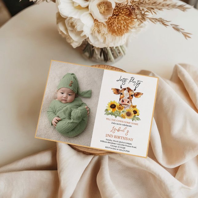 Let's Party Till the Cows Come Home 2nd Birthday Invitation (Let's Party Till the Cows Come Home 2nd Birthday Invitation
)