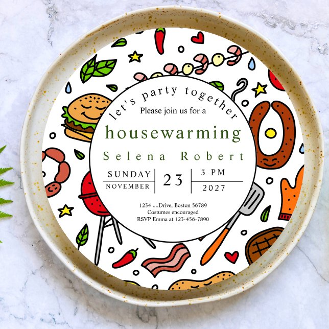 let's party together BBQ record housewarming  Invitation (Creator Uploaded)