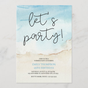 Let's Party Tropical Beach Birthday Party  Invitation