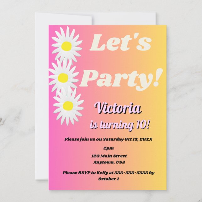 Let's Party Tween Invitation (Front)