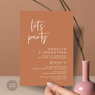 Let's Party, Wedding Elopement Dinner and Dancing Invitation