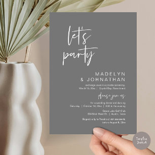 Let's Party, Wedding Elopement Dinner and Dancing Invitation