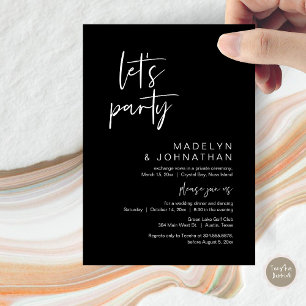Let's Party, Wedding Elopement Dinner and Dancing Invitation