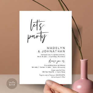 Let's Party, Wedding Elopement Dinner and Dancing Invitation